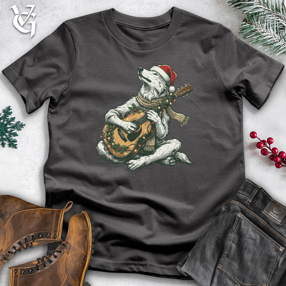 Christmas Wolf Playing Guitar Softstyle Tee