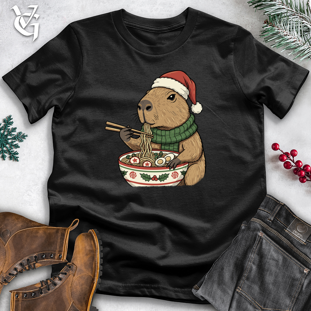 Christmas Capybara Eating Ramen Softstyle Tee