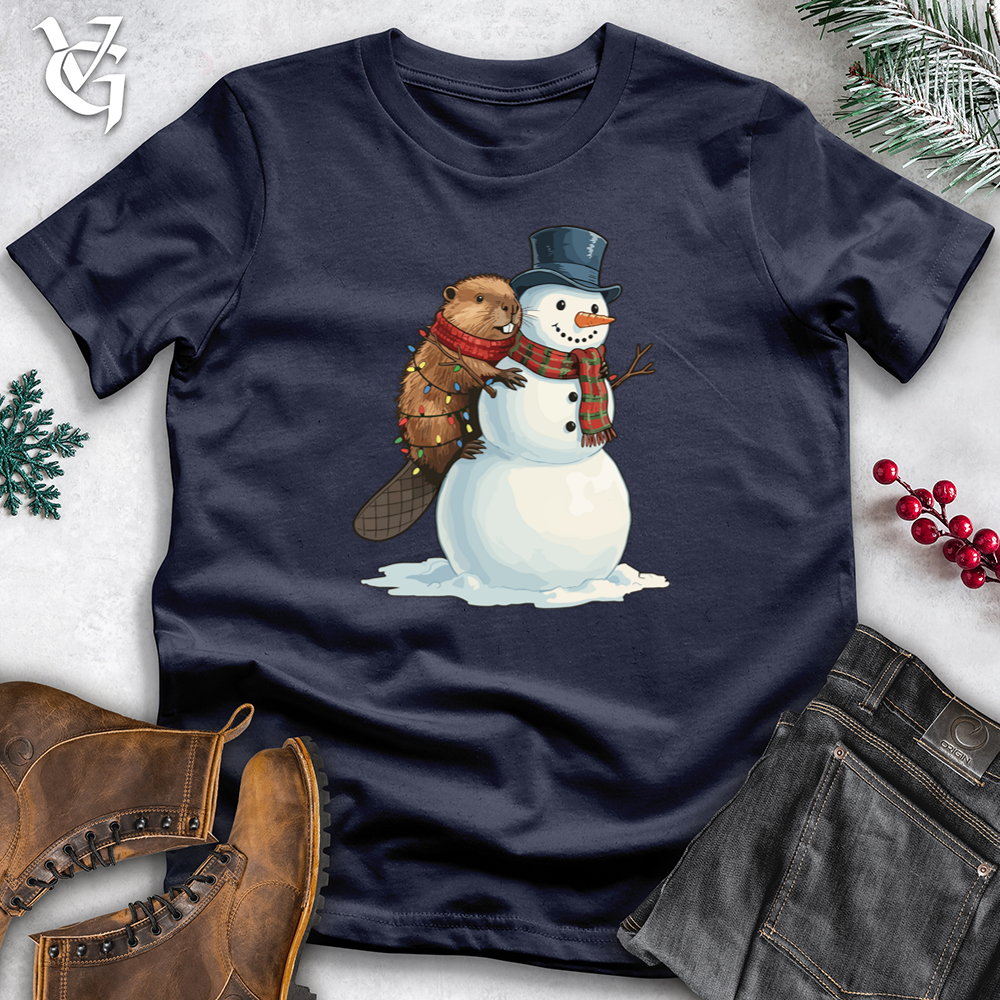 Beaver With Snowman Softstyle Tee