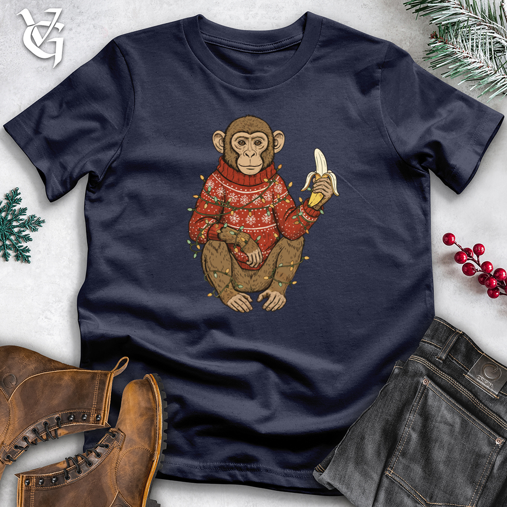 Christmas Monkey With Banana Tee