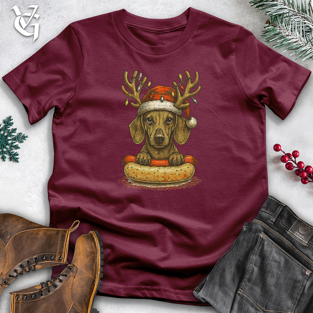 Christmas Dachshund Hotdog Hug Softstyle Tee