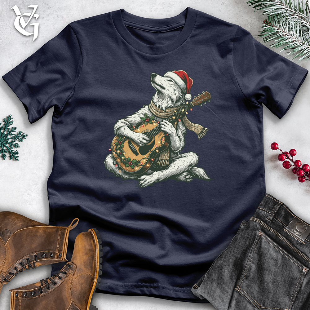 Christmas Wolf Playing Guitar Tee