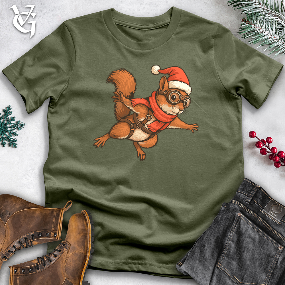 Christmas Skydiving Squirrel Tee