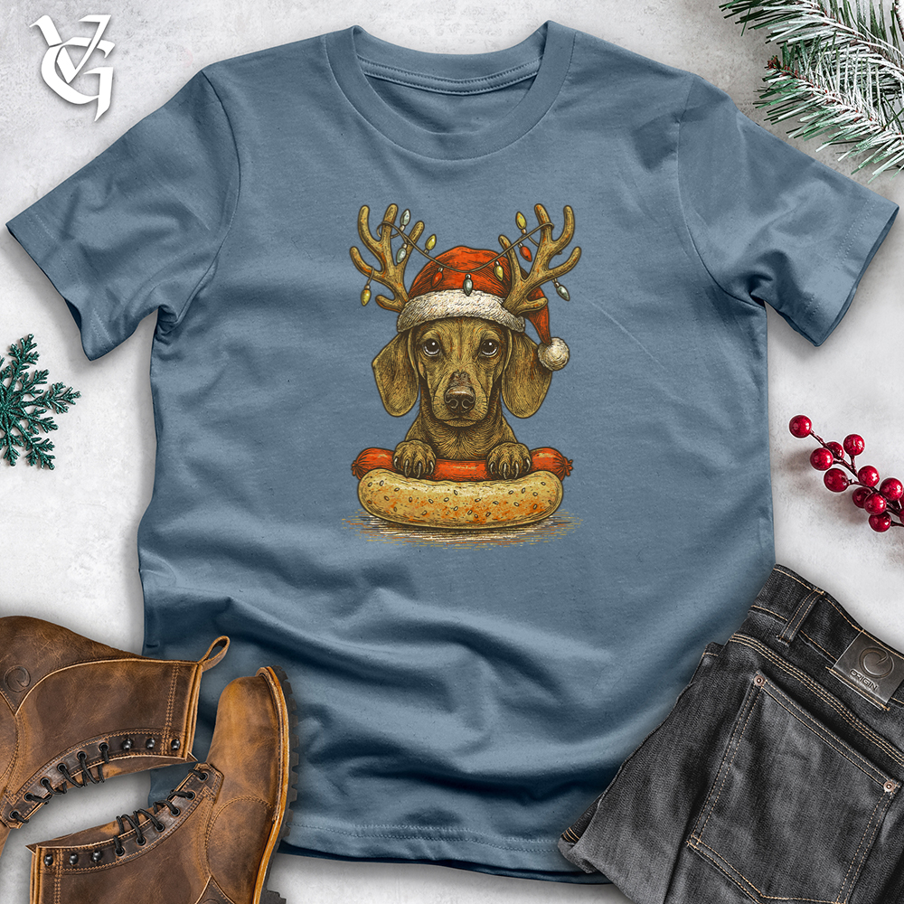 Christmas Dachshund Hotdog Hug Softstyle Tee