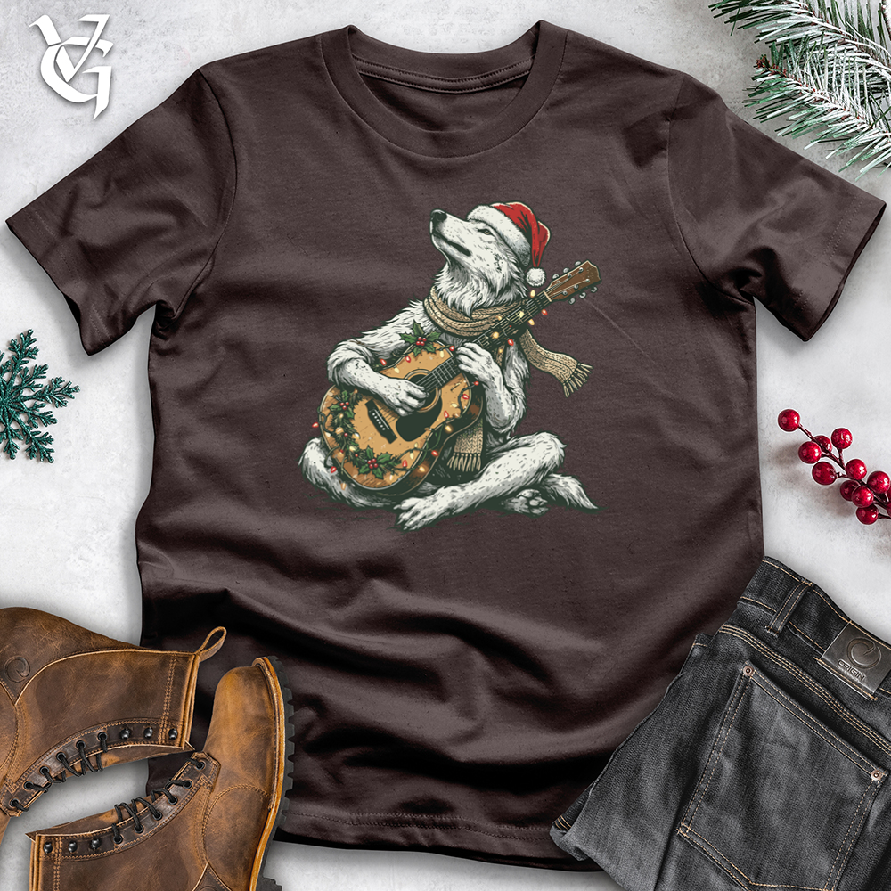 Christmas Wolf Playing Guitar Softstyle Tee