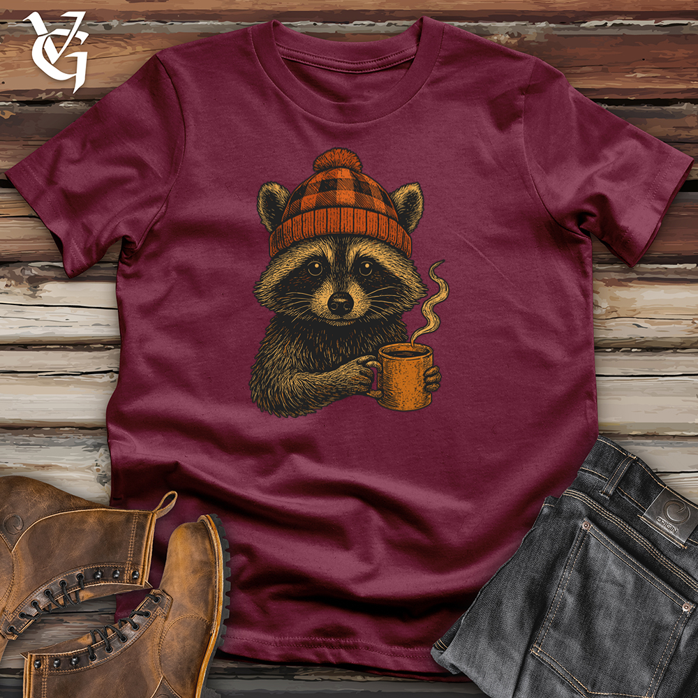 Cozy Fall Raccoon Vibes Softstyle Tee