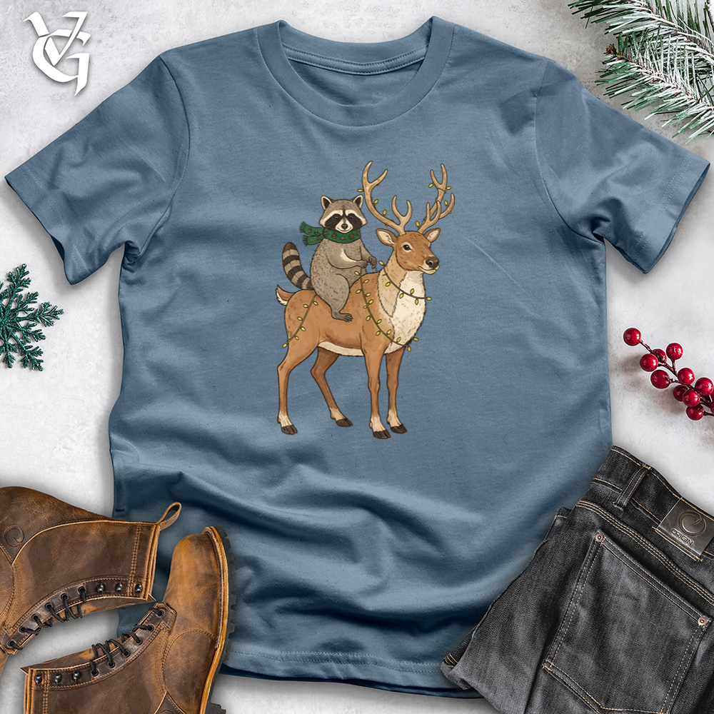 Raccoon Riding Reindeer Tee