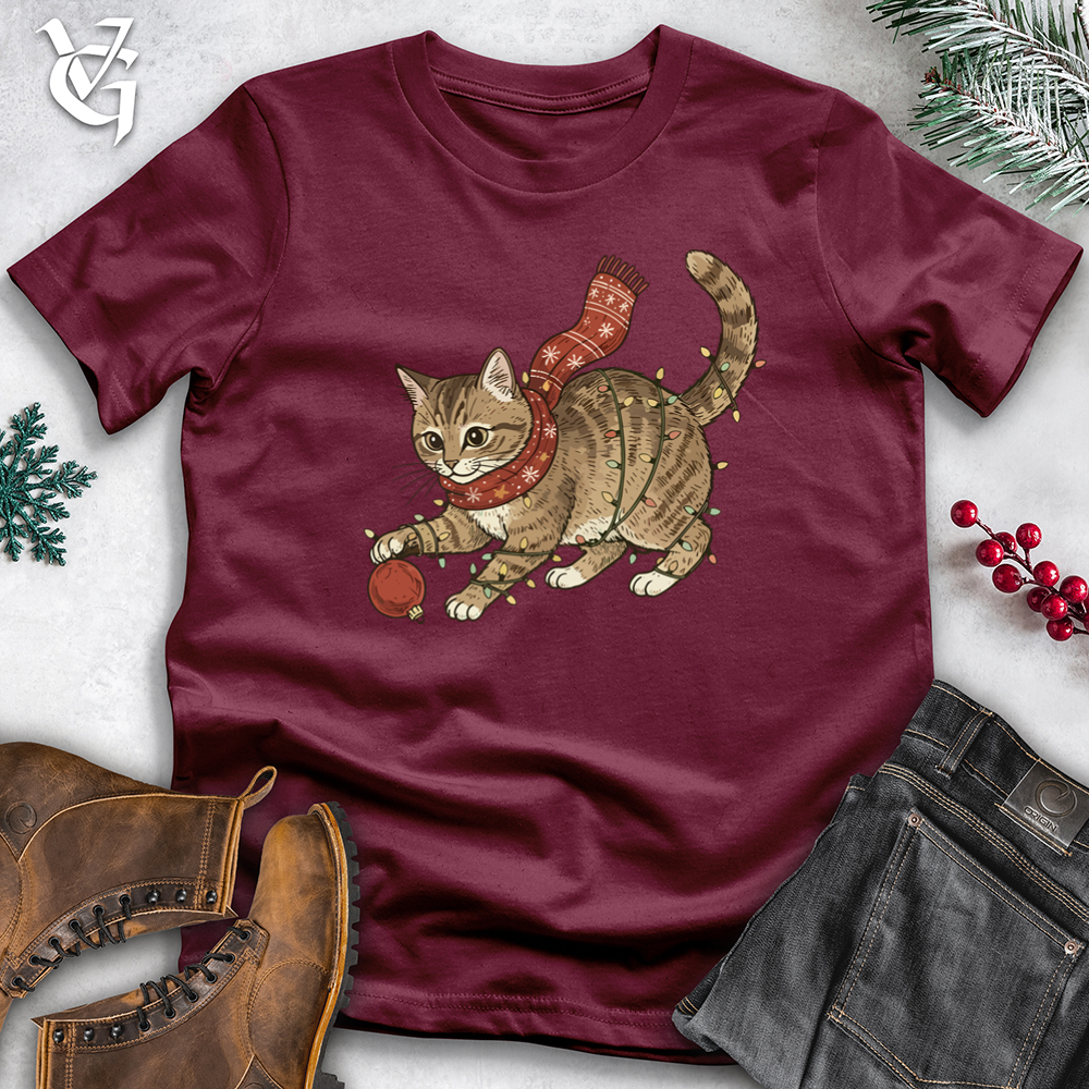 Christmas Cat Playing Softstyle Tee