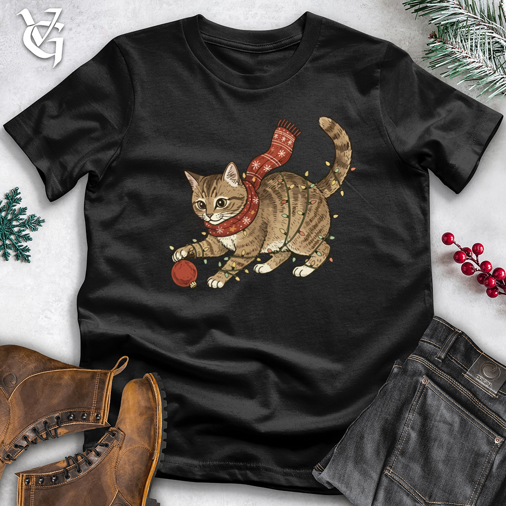 Christmas Cat Playing Softstyle Tee