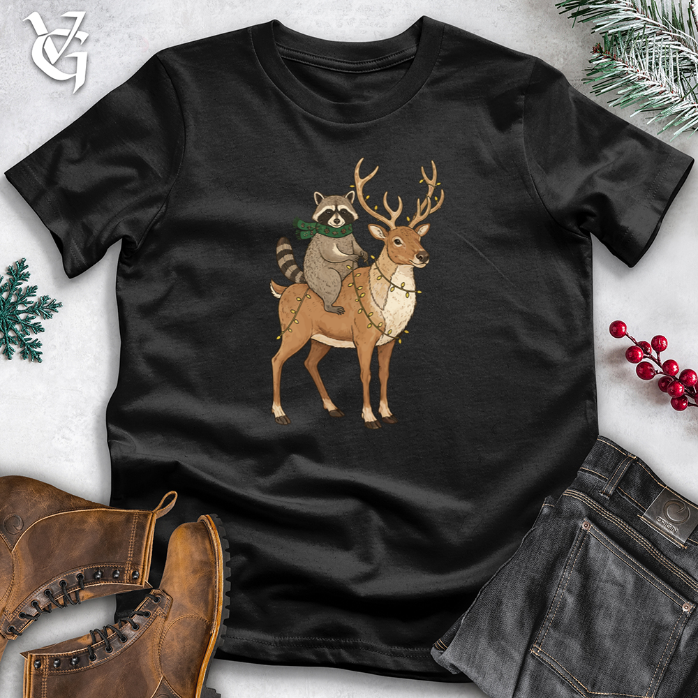 Raccoon Riding Reindeer Tee