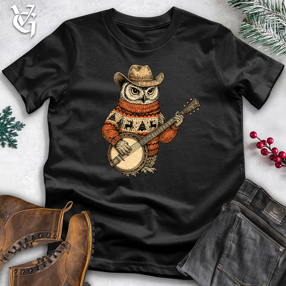 Christmas Owl Playing Banjo Tee