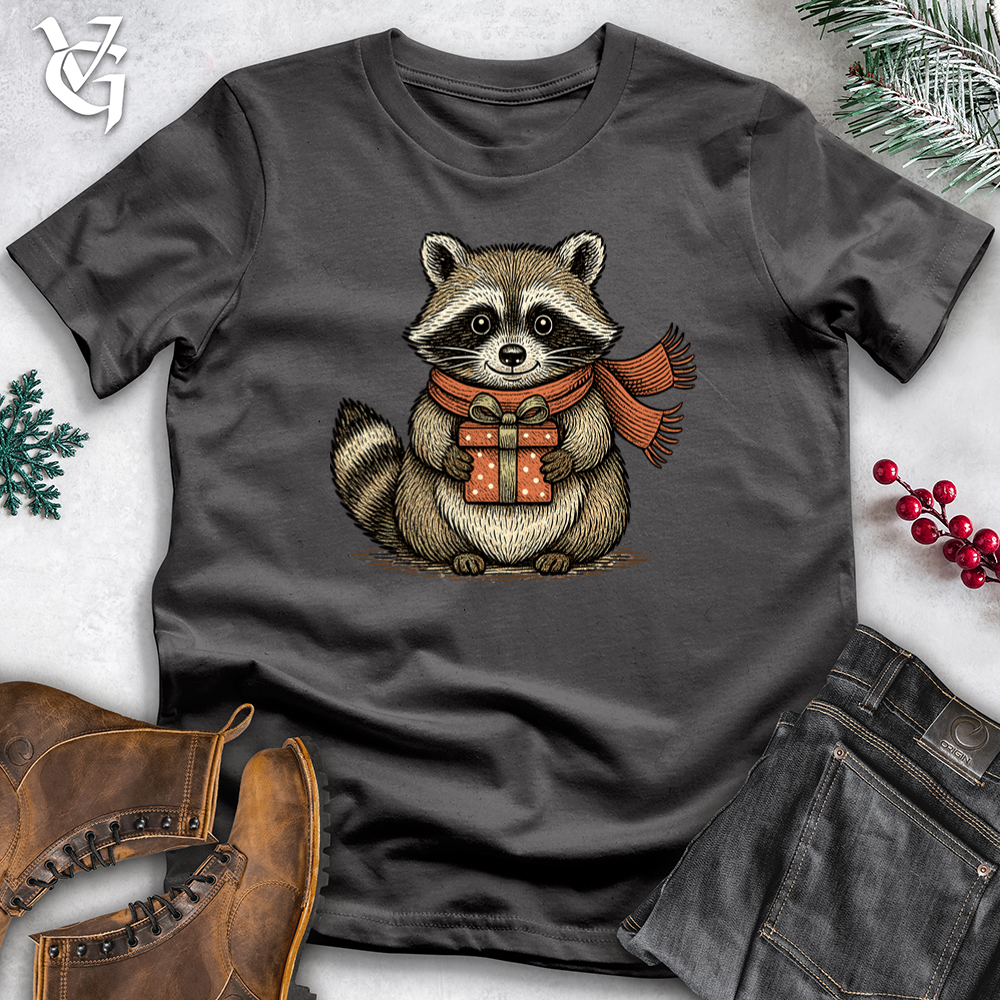 Raccoon with Christmas Gift Softstyle Tee