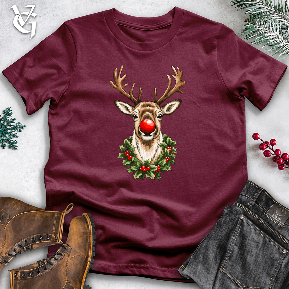 Holiday Reindeer with Holly Wreath Softstyle Tee