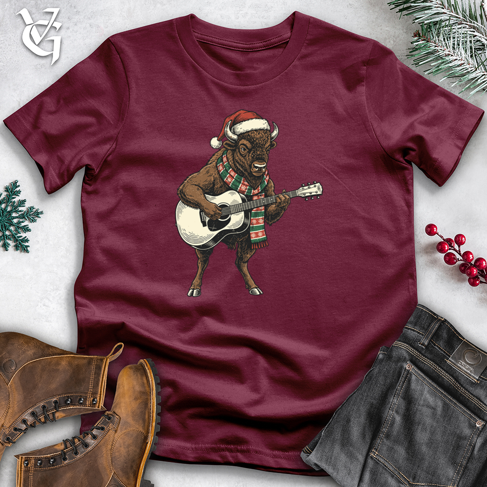 Christmas Bison Playing Guitar Softstyle Tee