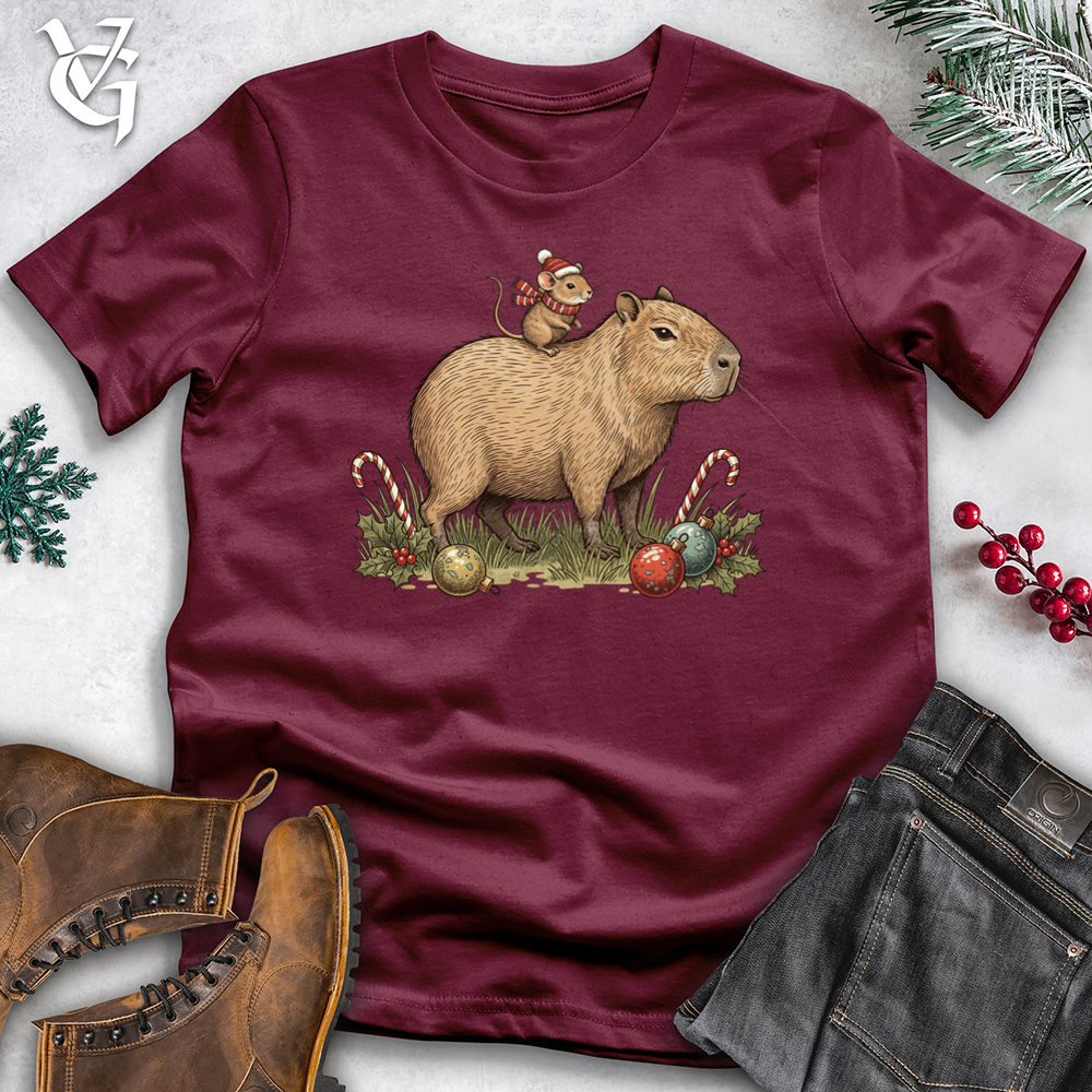 Christmas Capybara and Mouse Tee