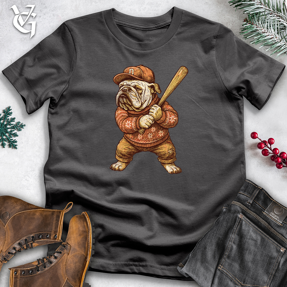 Christmas Bulldog Baseball Softstyle Tee