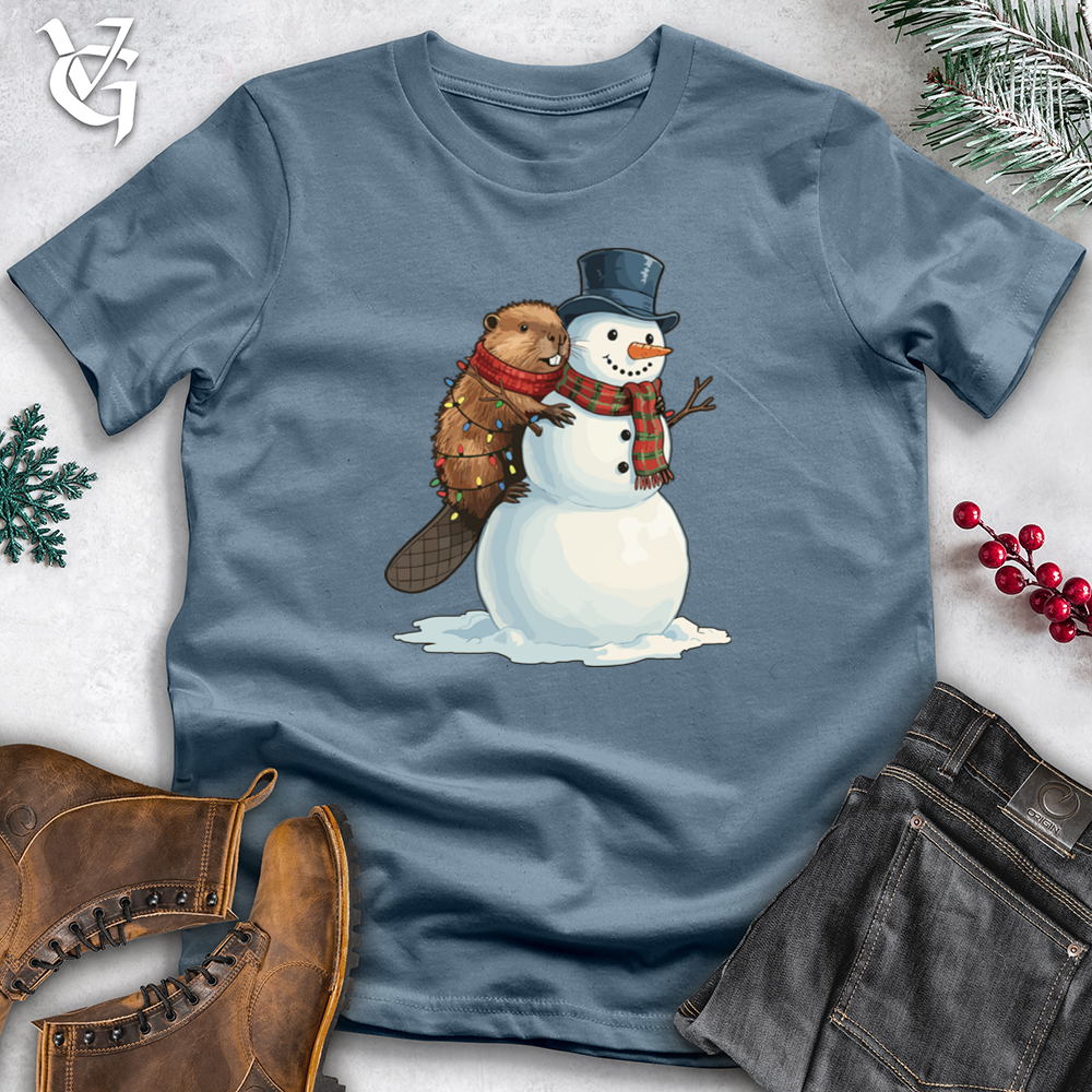 Beaver With Snowman Tee