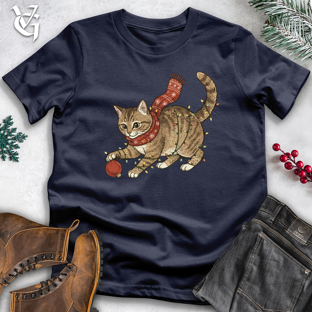 Christmas Cat Playing Softstyle Tee
