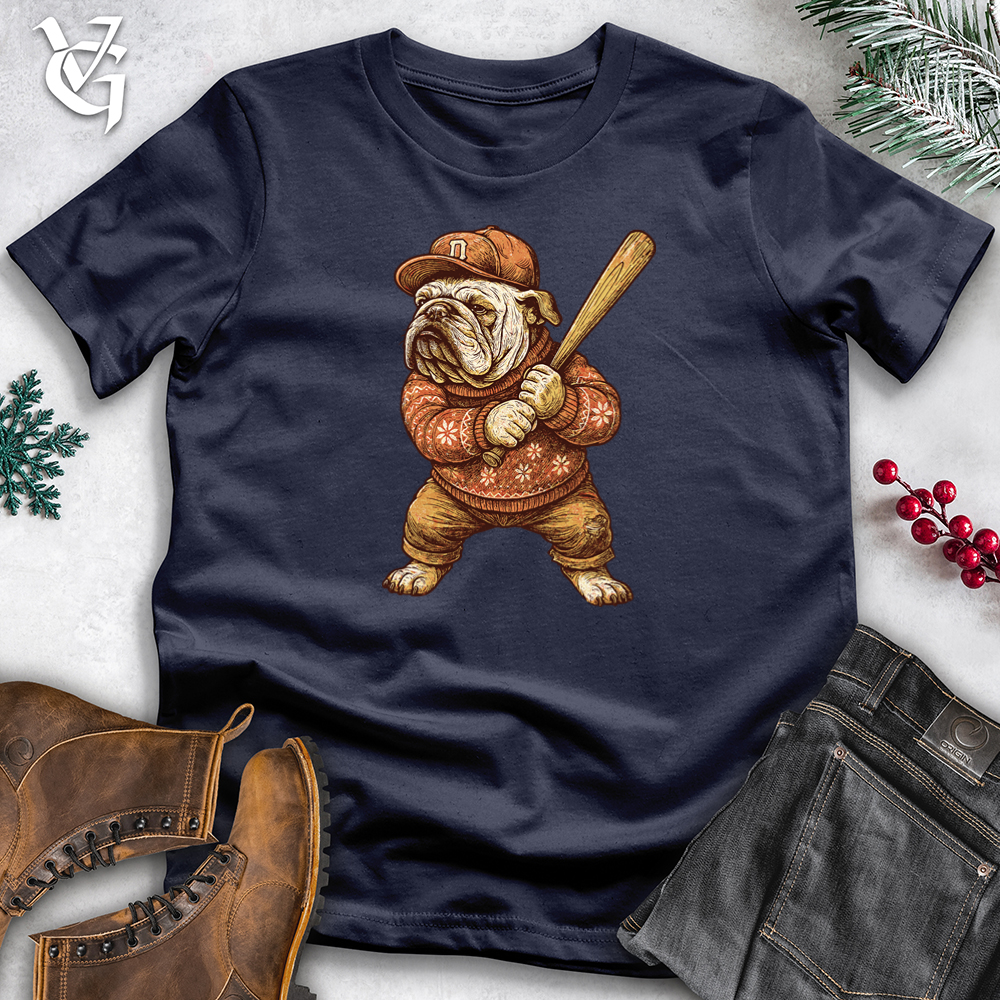 Christmas Bulldog Baseball Softstyle Tee