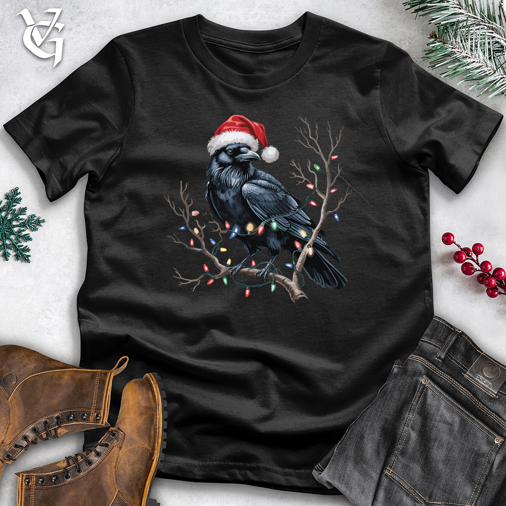 Raven With Santa Hat Softstyle Tee