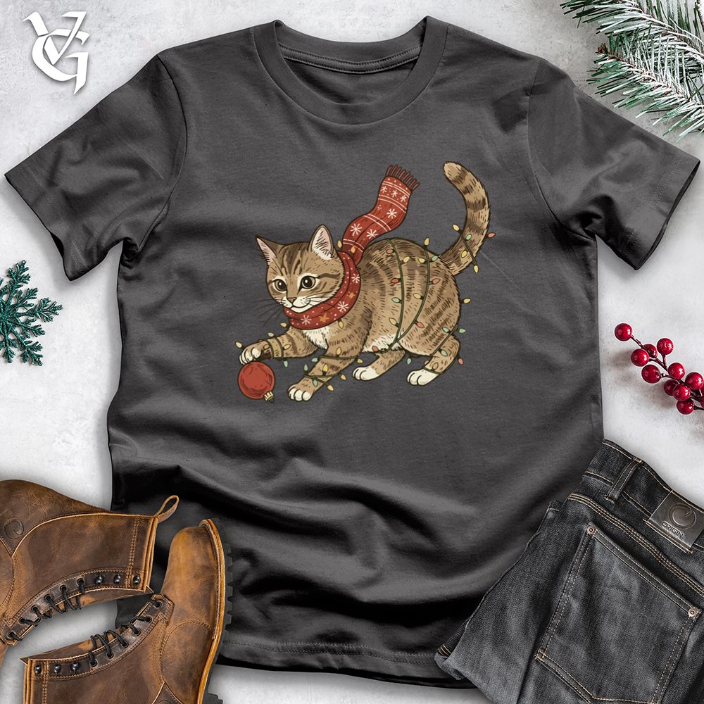 Christmas Cat Playing Softstyle Tee