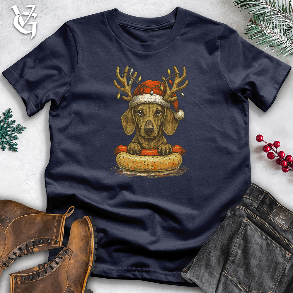 Christmas Dachshund Hotdog Hug Softstyle Tee