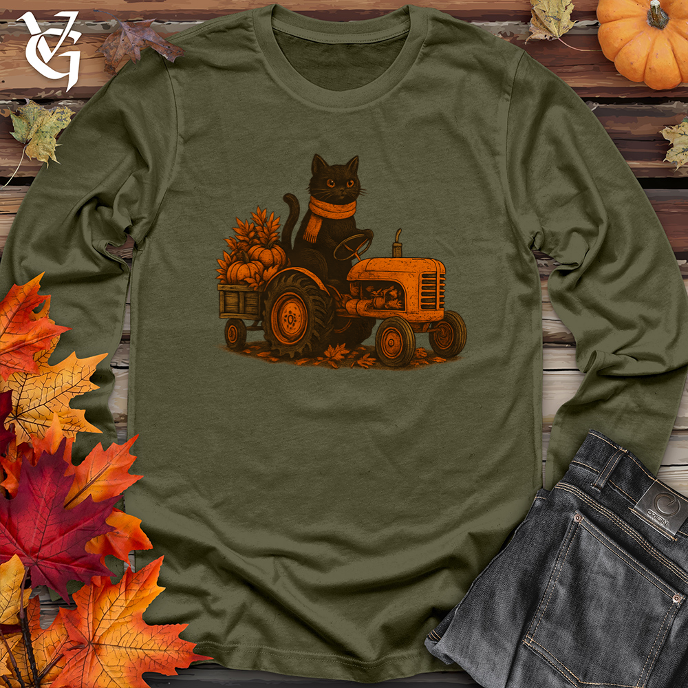Black Cat Tractor Hayride Long Sleeve Tee