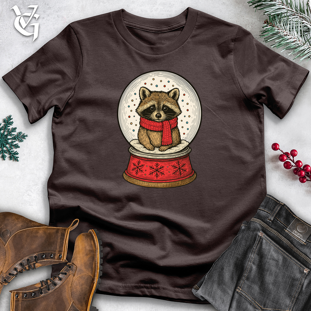 Cozy Raccoon in a Snowglobe Softstyle Tee
