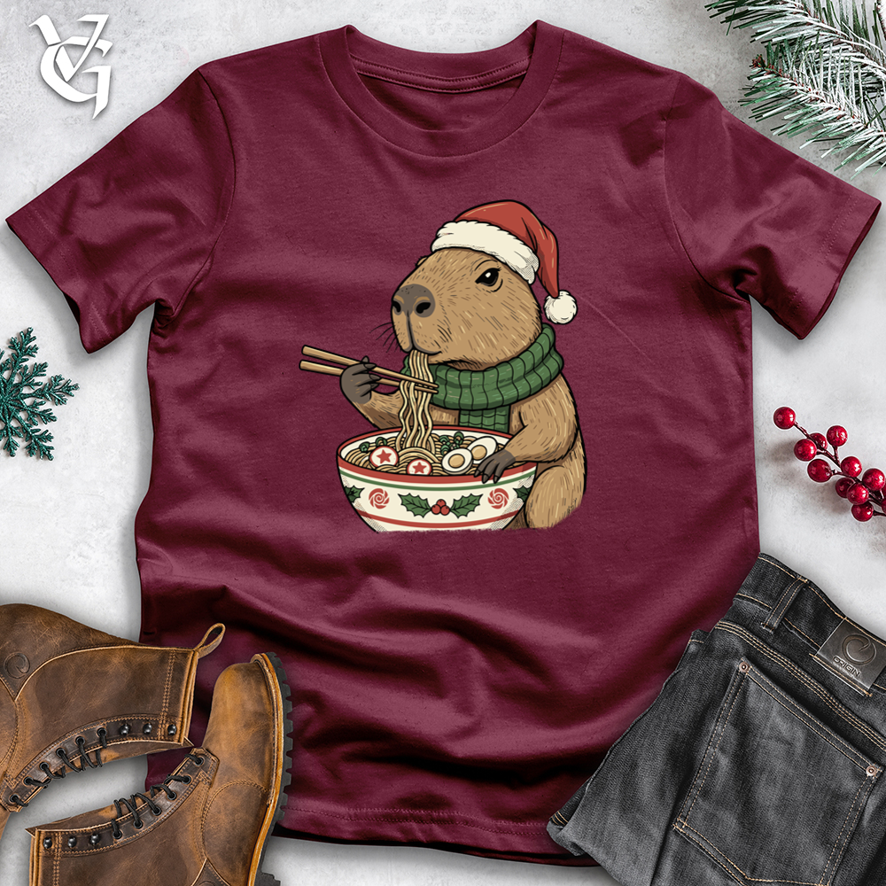 Christmas Capybara Eating Ramen Softstyle Tee