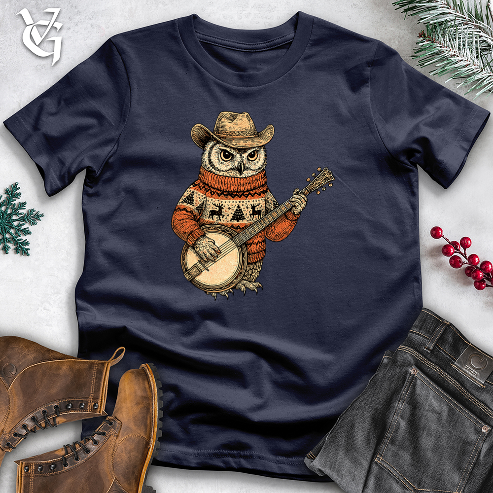Christmas Owl Playing Banjo Softstyle Tee