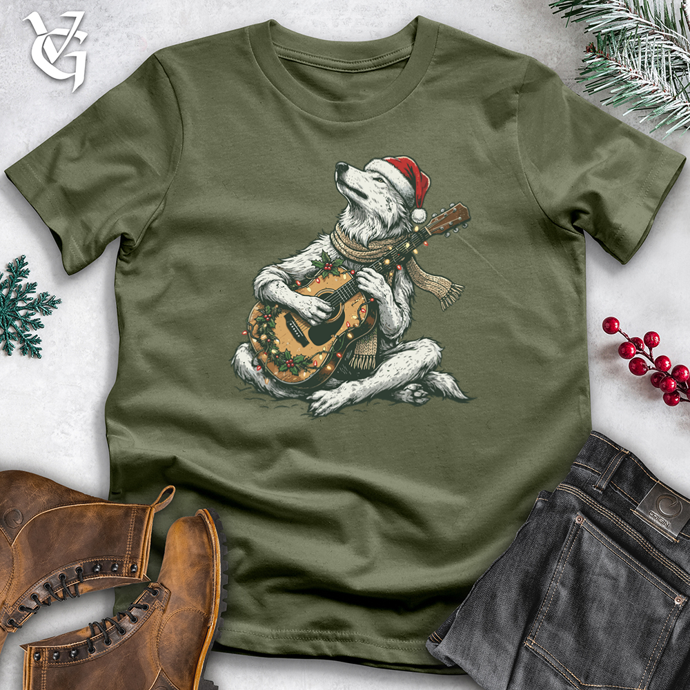 Christmas Wolf Playing Guitar Tee