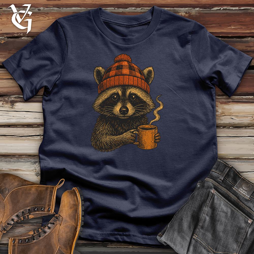 Cozy Fall Raccoon Vibes Softstyle Tee