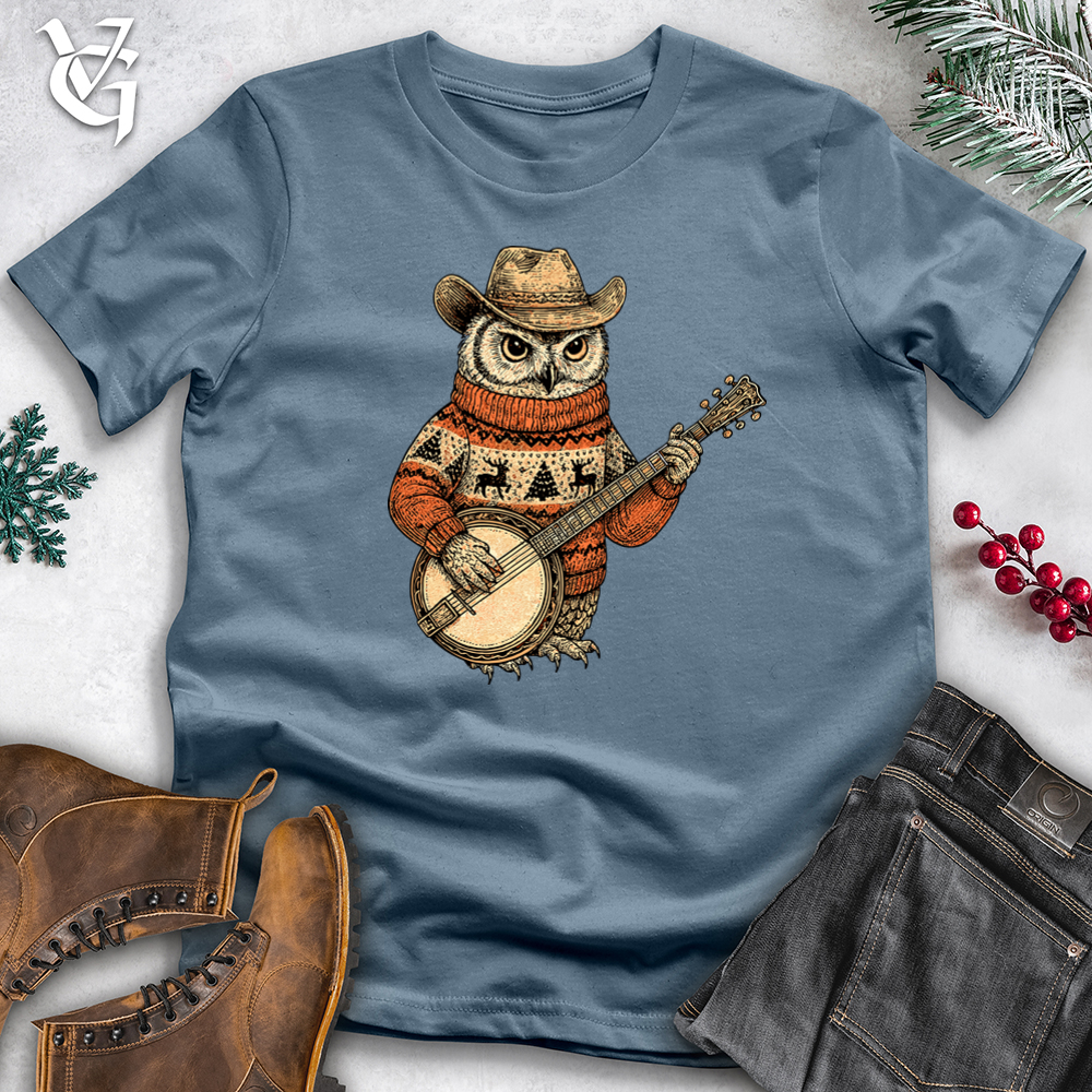 Christmas Owl Playing Banjo Tee