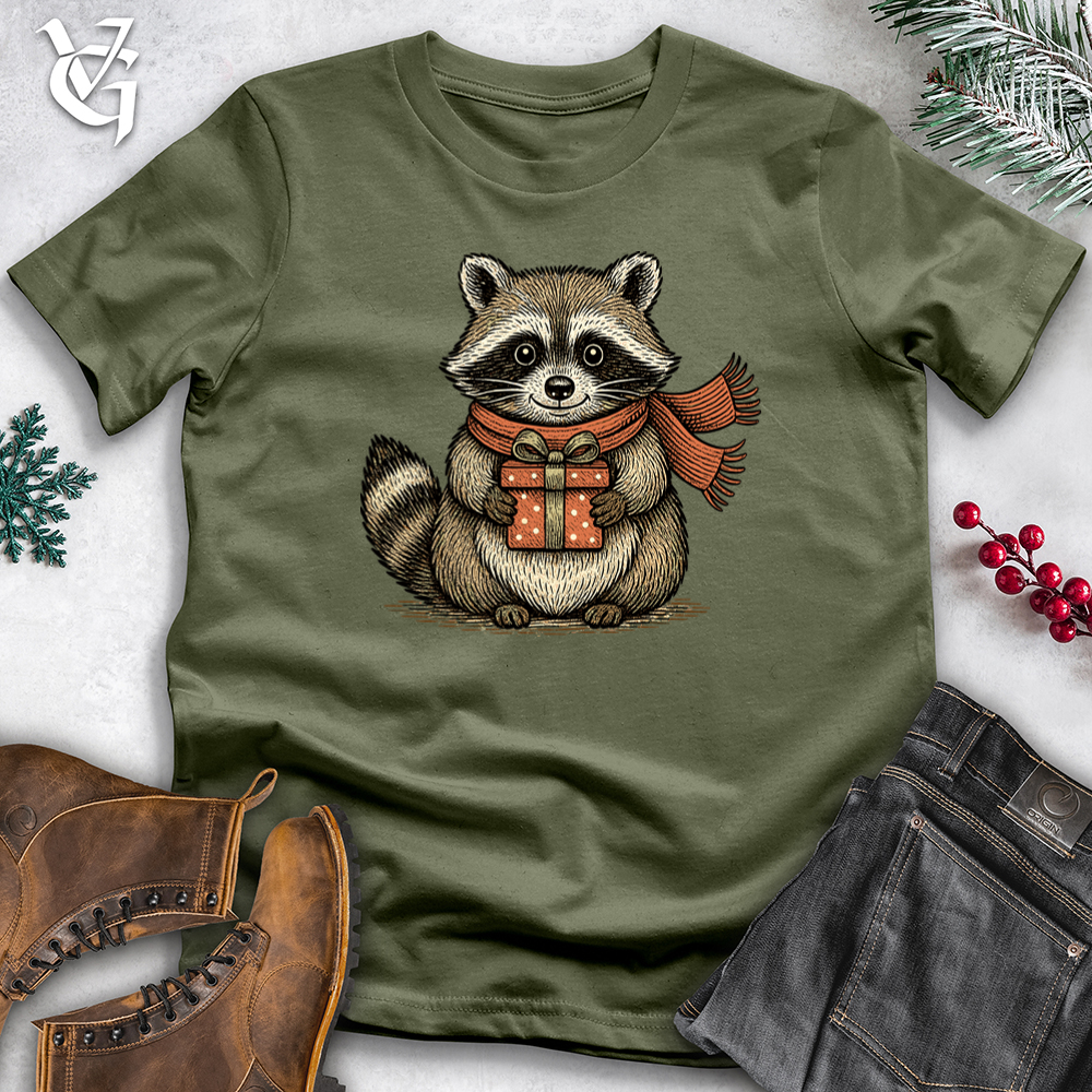 Raccoon with Christmas Gift Softstyle Tee