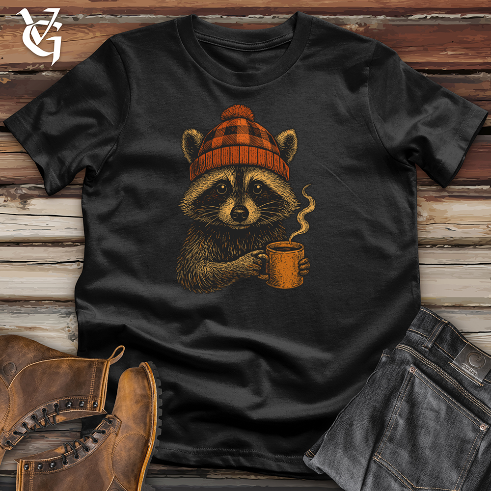 Cozy Fall Raccoon Vibes Softstyle Tee