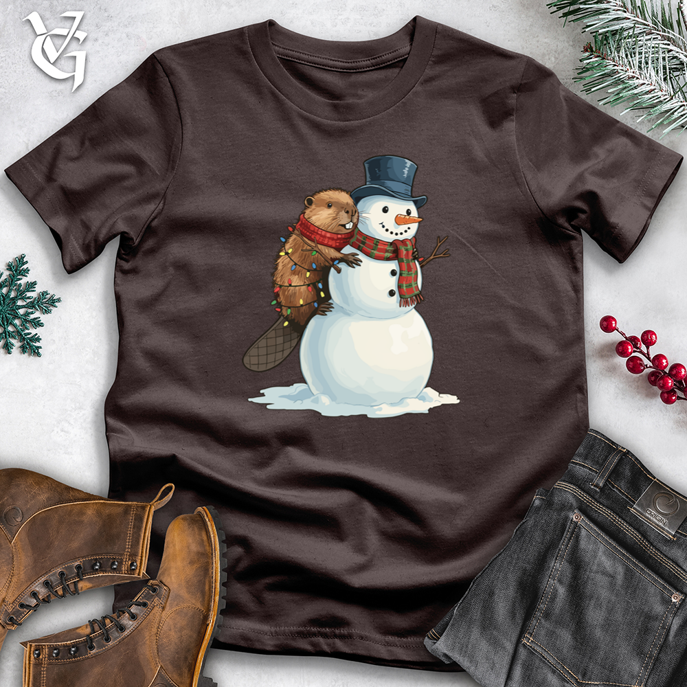 Beaver With Snowman Softstyle Tee