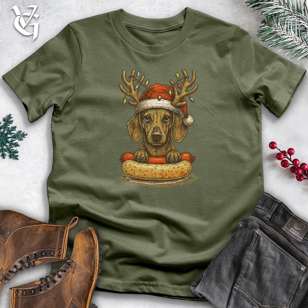 Christmas Dachshund Hotdog Hug Softstyle Tee