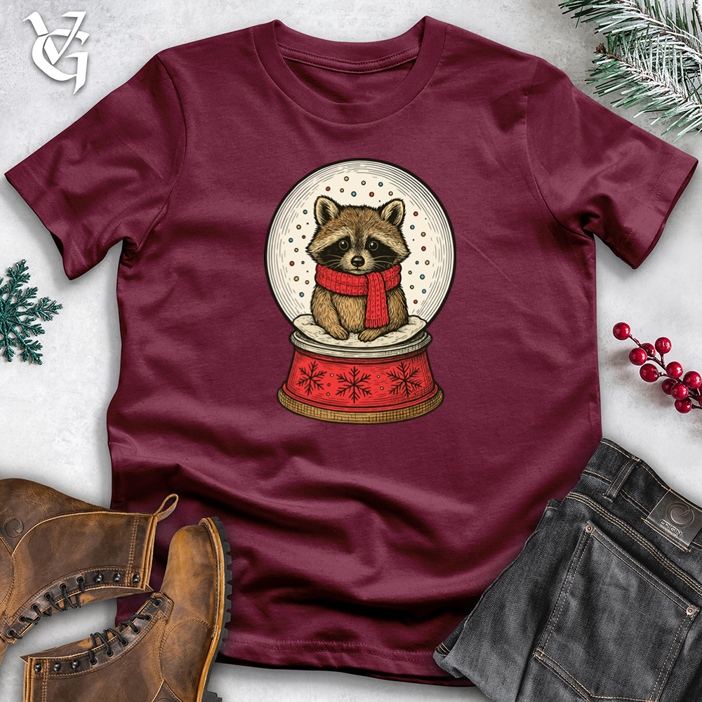 Cozy Raccoon in a Snowglobe Softstyle Tee