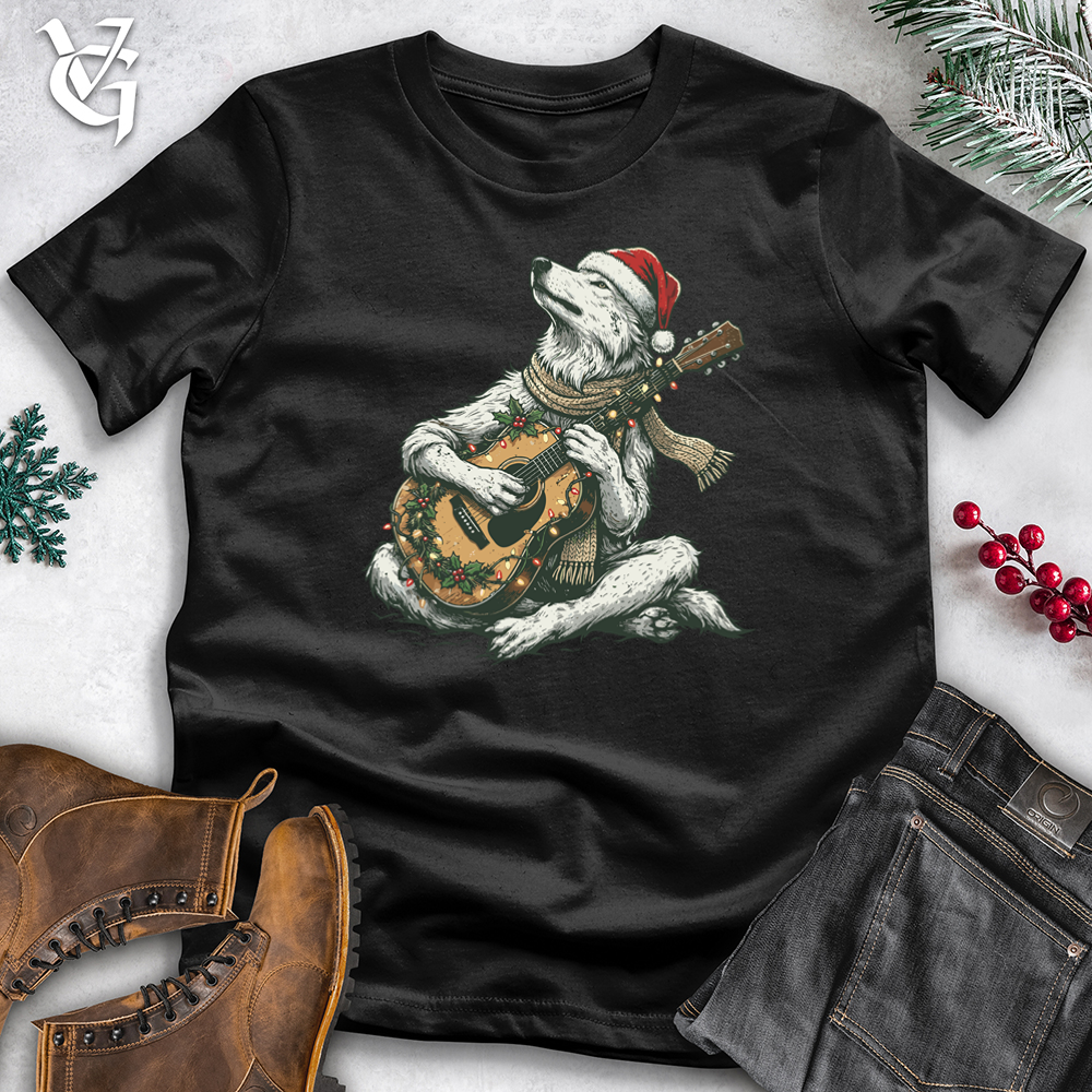 Christmas Wolf Playing Guitar Tee