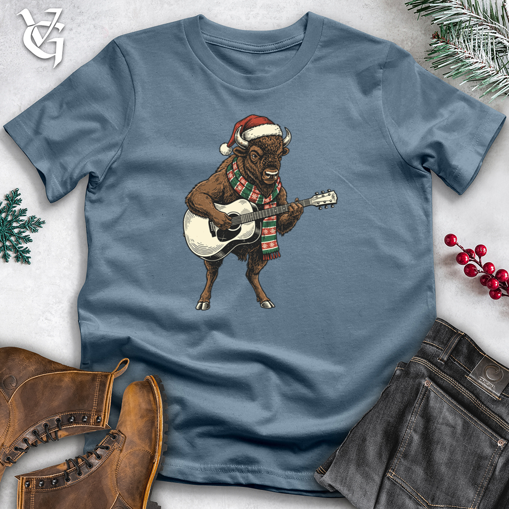 Christmas Bison Playing Guitar Softstyle Tee