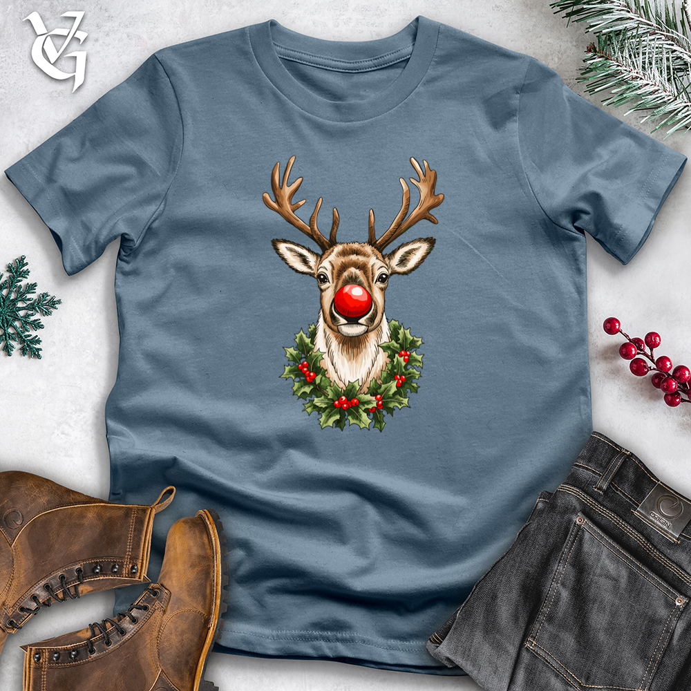 Holiday Reindeer with Holly Wreath Softstyle Tee