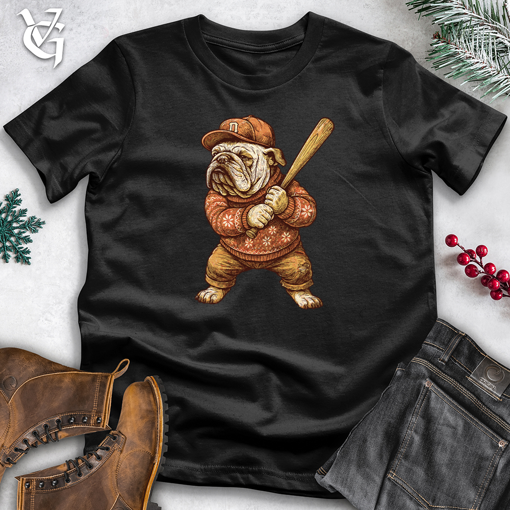 Christmas Bulldog Baseball Softstyle Tee