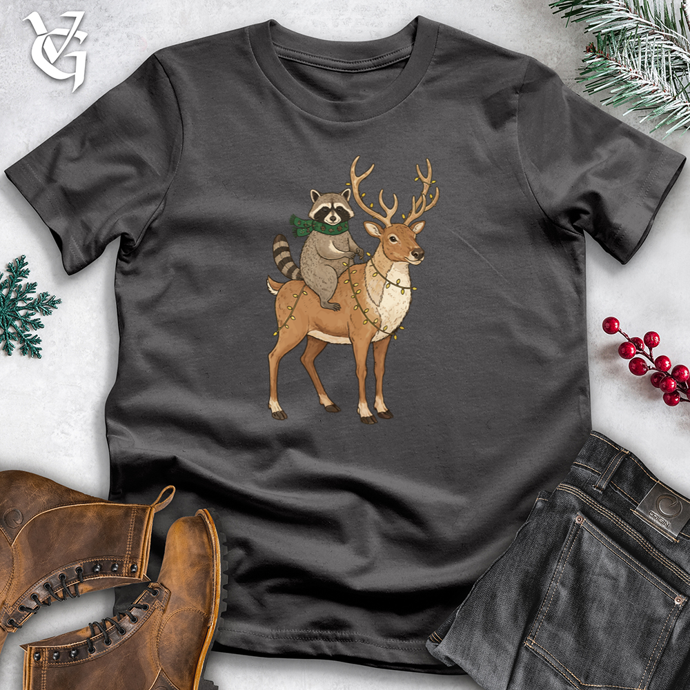 Raccoon Riding Reindeer Tee