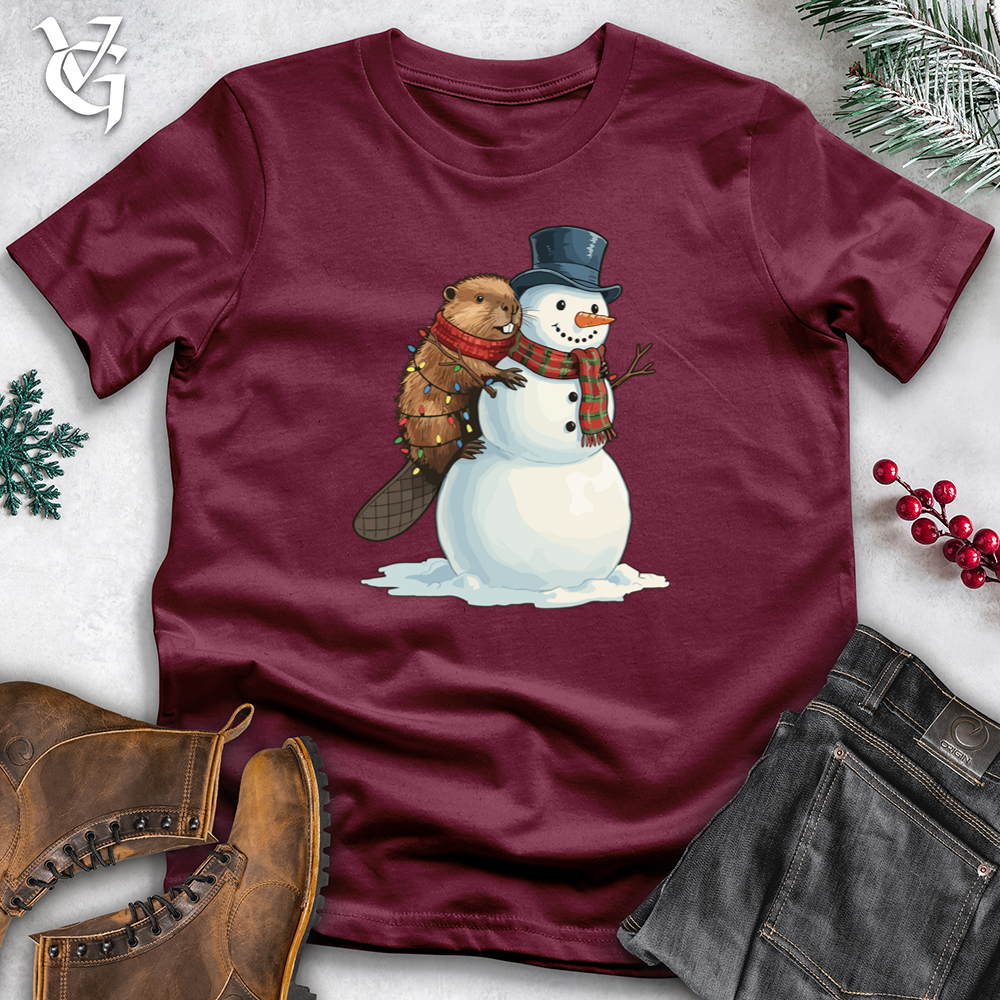 Beaver With Snowman Softstyle Tee