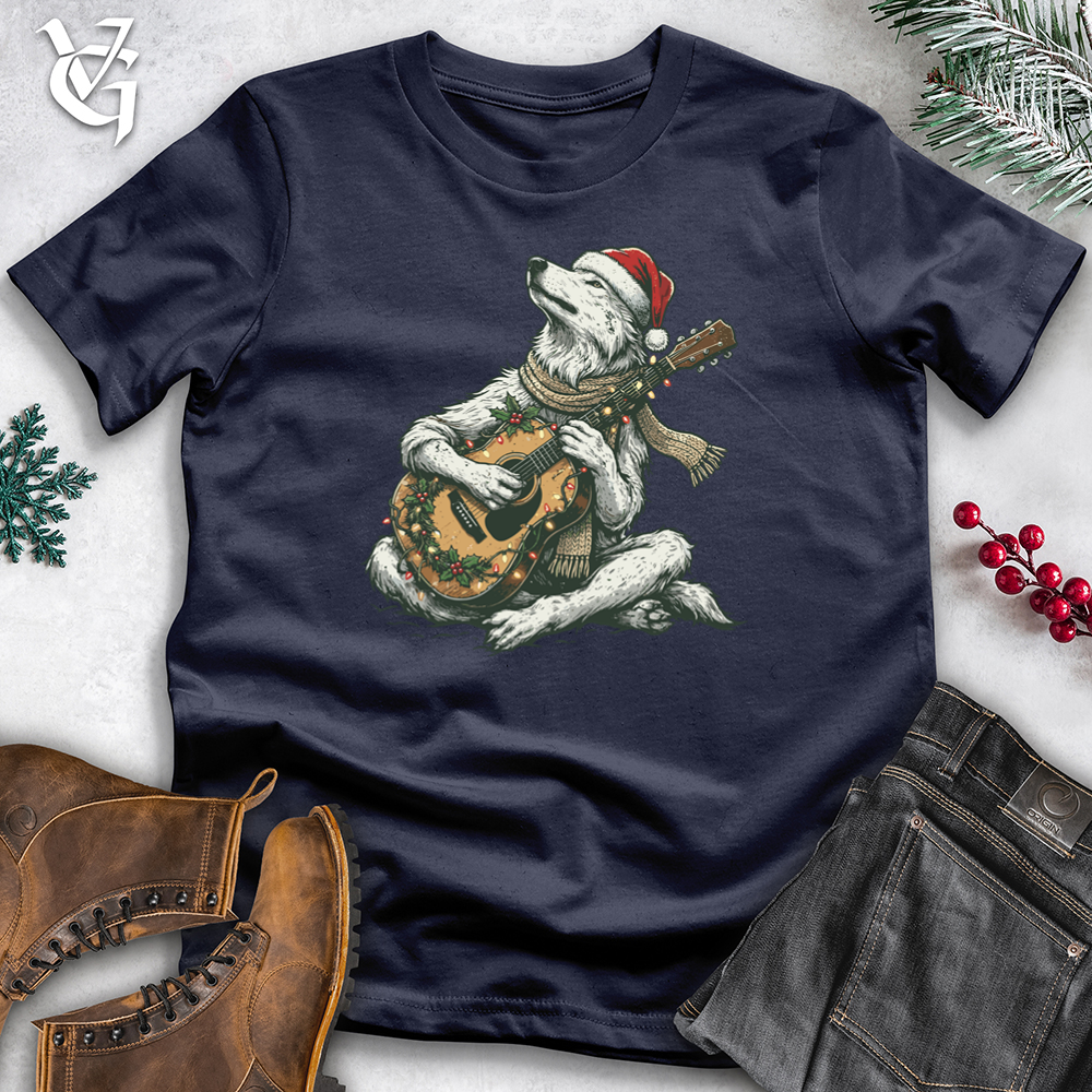 Christmas Wolf Playing Guitar Softstyle Tee