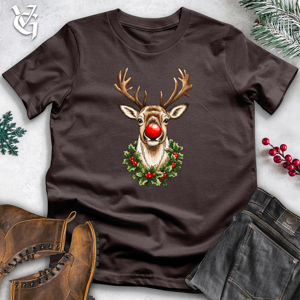 Holiday Reindeer with Holly Wreath Softstyle Tee
