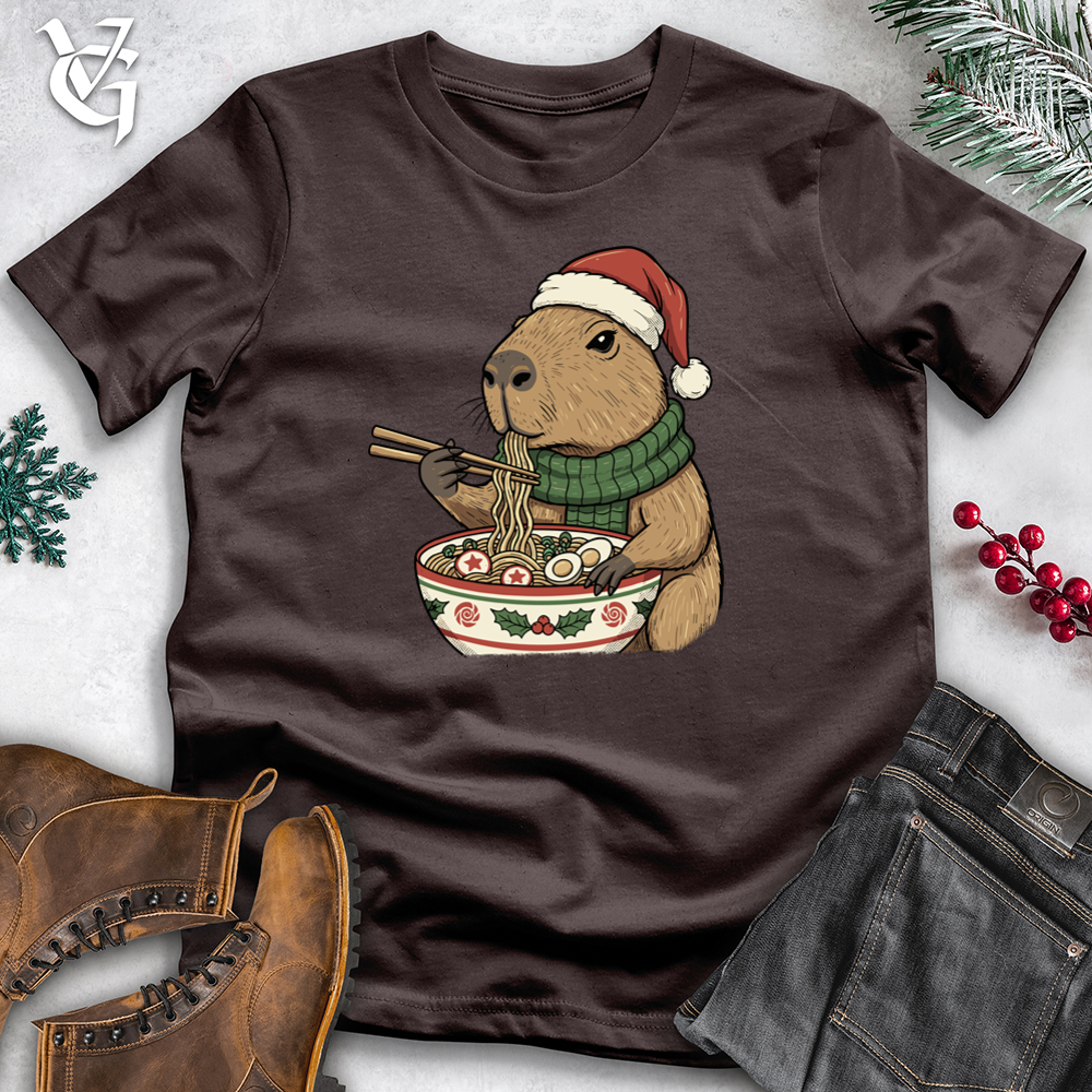 Christmas Capybara Eating Ramen Softstyle Tee