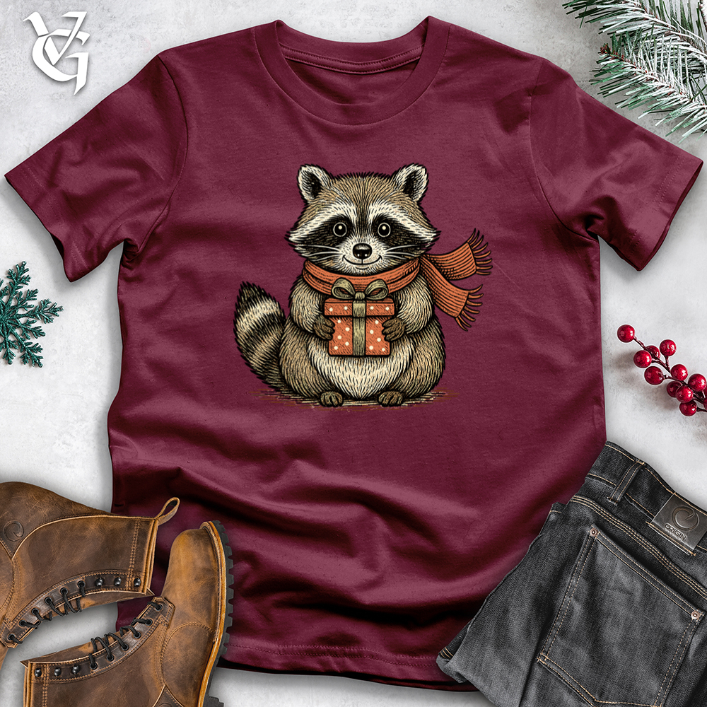 Raccoon with Christmas Gift Softstyle Tee