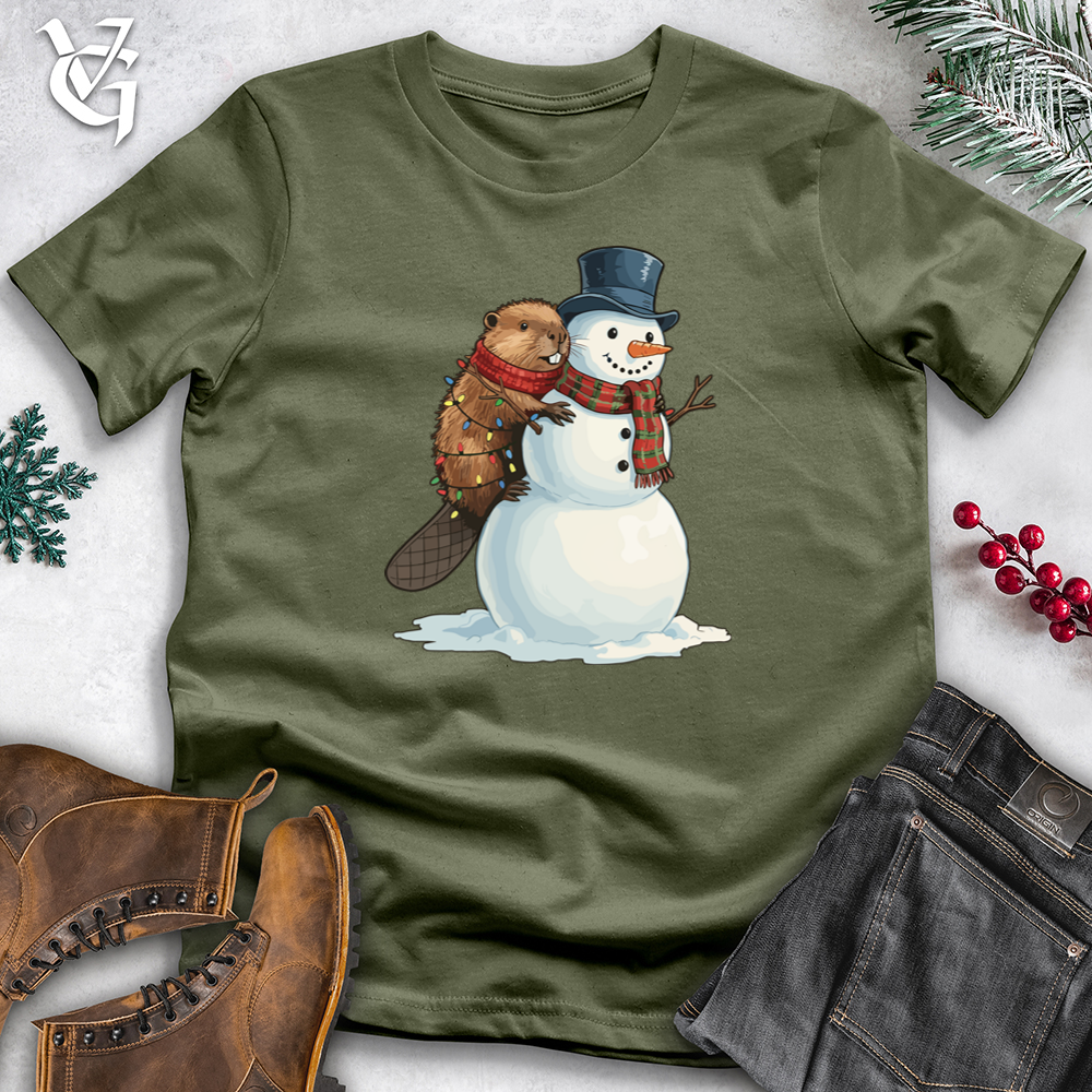 Beaver With Snowman Softstyle Tee