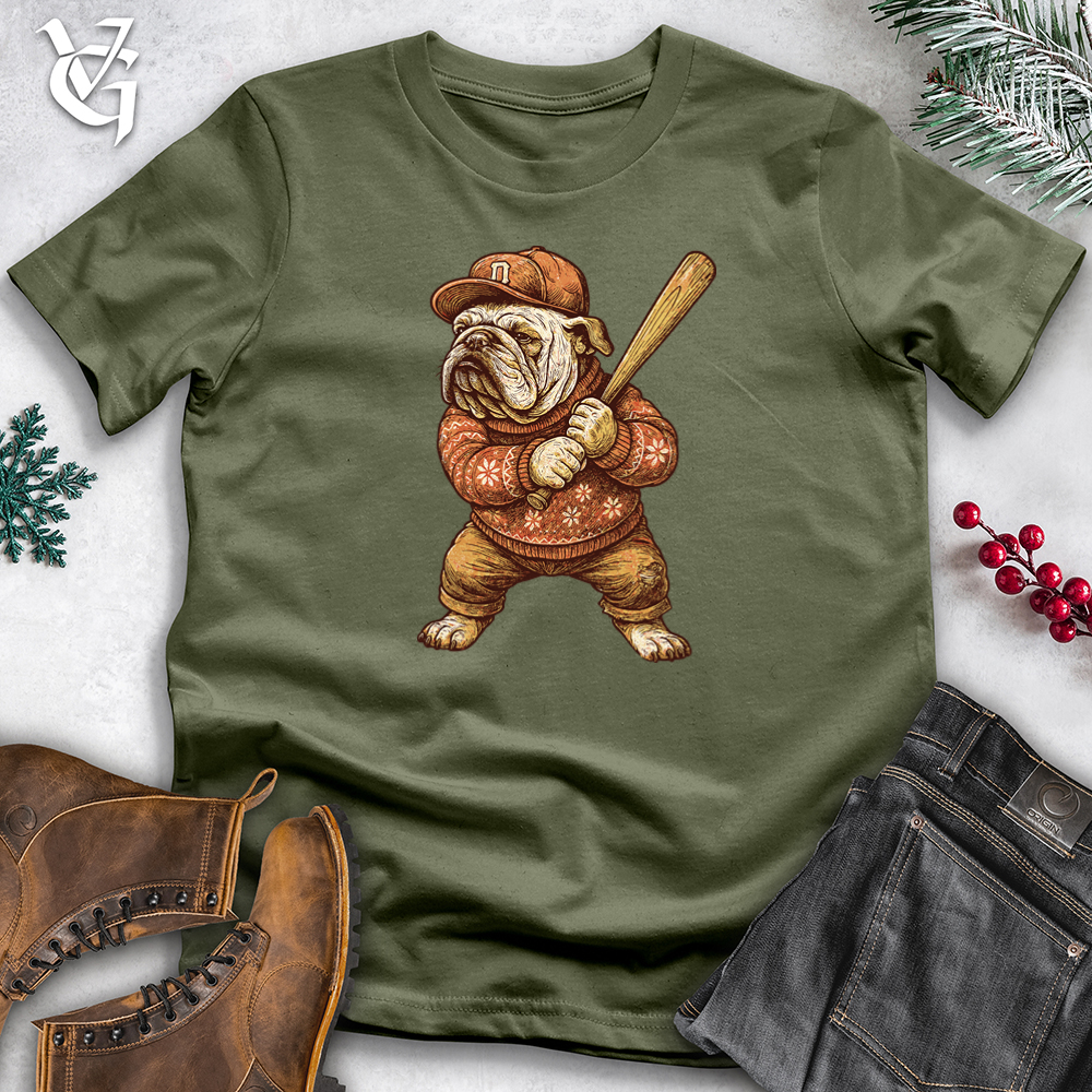 Christmas Bulldog Baseball Softstyle Tee